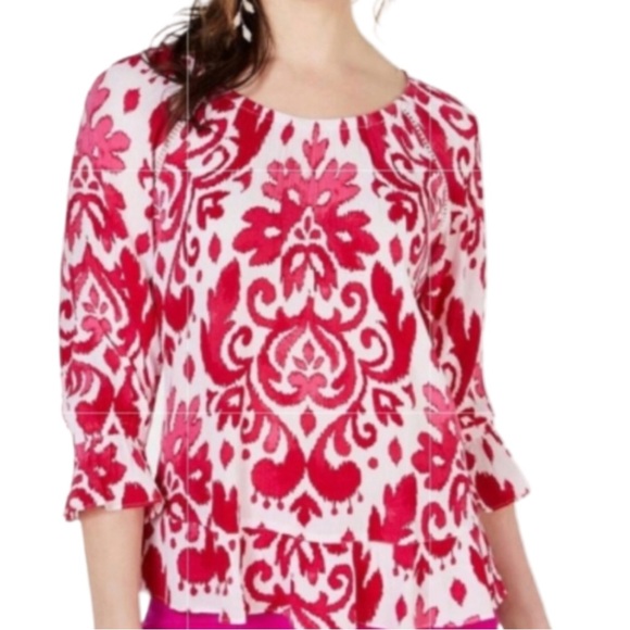 International Concepts Harmonic Print Peasant On/Off Shoulder Top Size XL - Picture 2 of 7